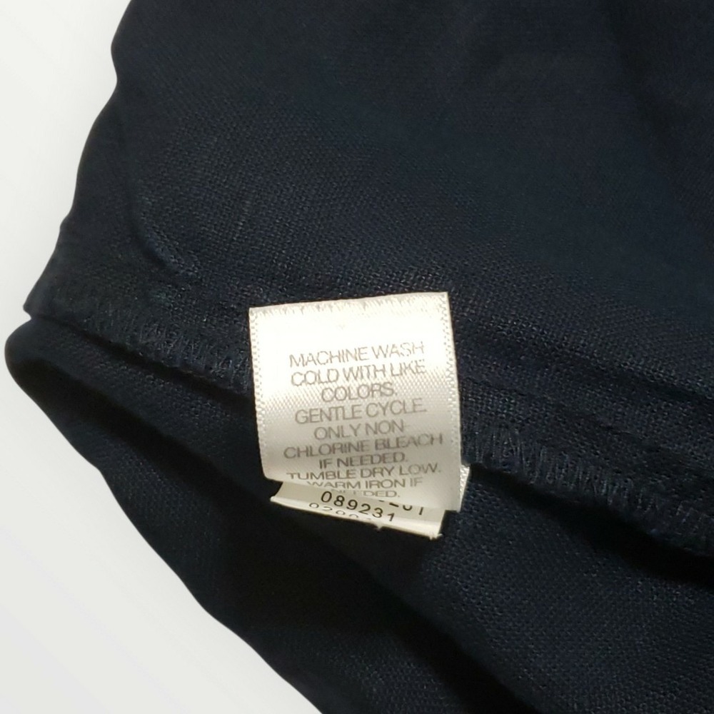 J.Jill Love Linen Navy Blue Pull On Crop Pants XL Wide Leg Elastic Waist Pocket - Picture 5 of 10
